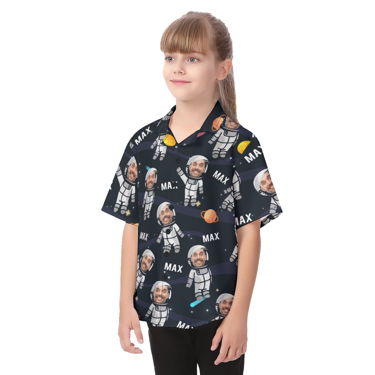 Cute Astronaut Custom Face Kid's Hawaiian Shirt