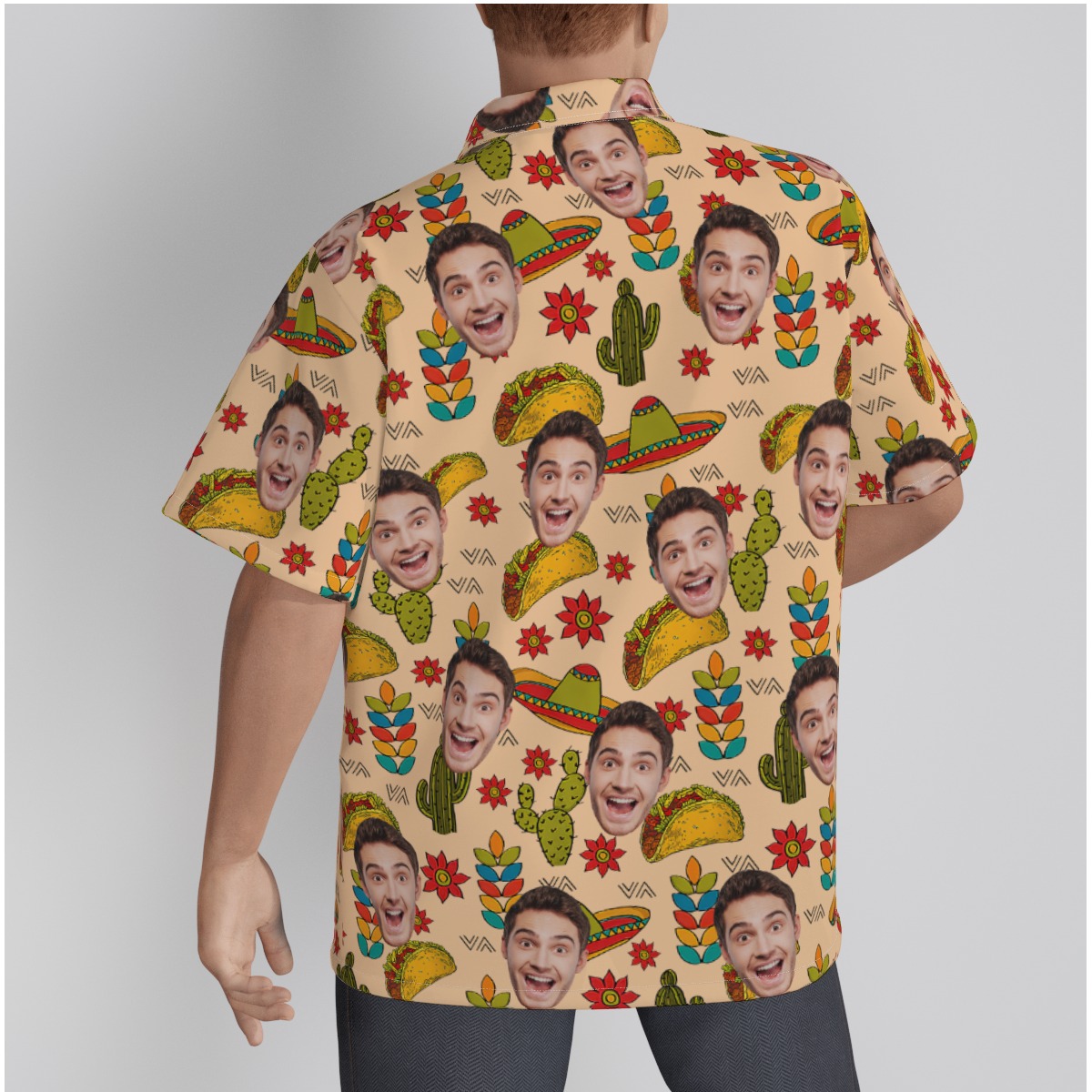 Funny Custom Face Taco Yellow Vintage Hawaiian Shirt