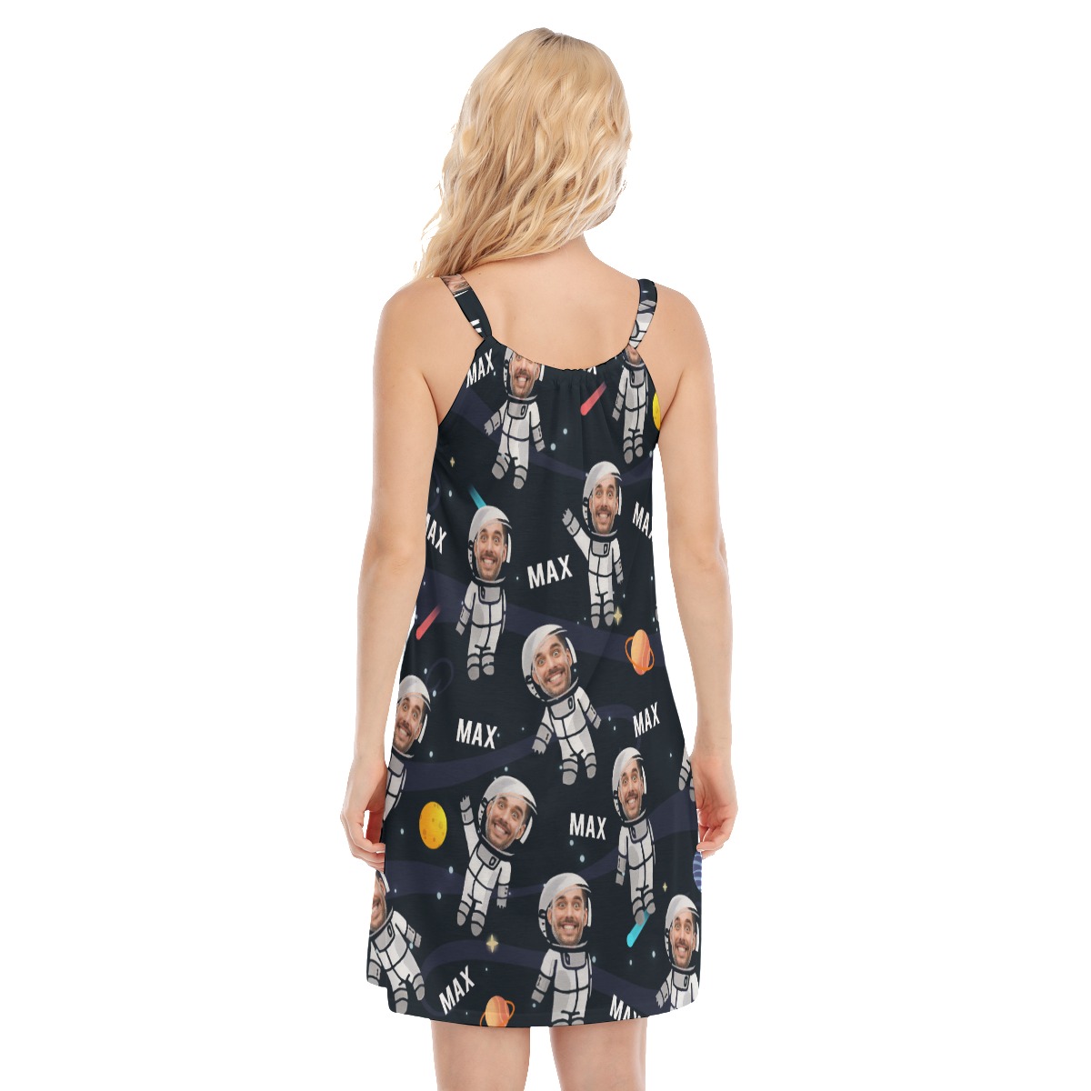 Personalized Custom Face Astronaut Women's Hawaiian Summer Dress