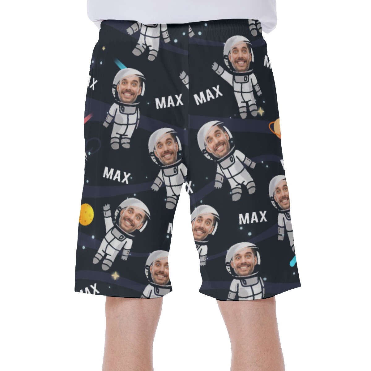 Funny Custom Face Astronaut Men's Swim Trunks