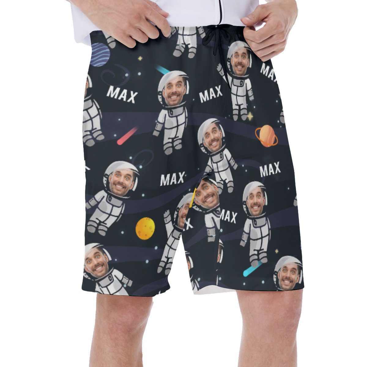 Funny Custom Face Astronaut Men's Swim Trunks