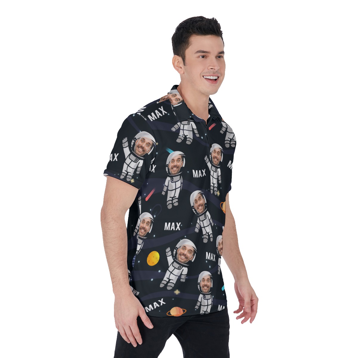 Funny Personalized Astronaut Face Men's Polo Shirt