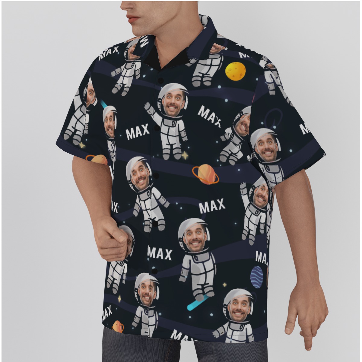 Custom Face Astronaut Men's Hawaiian Shirt