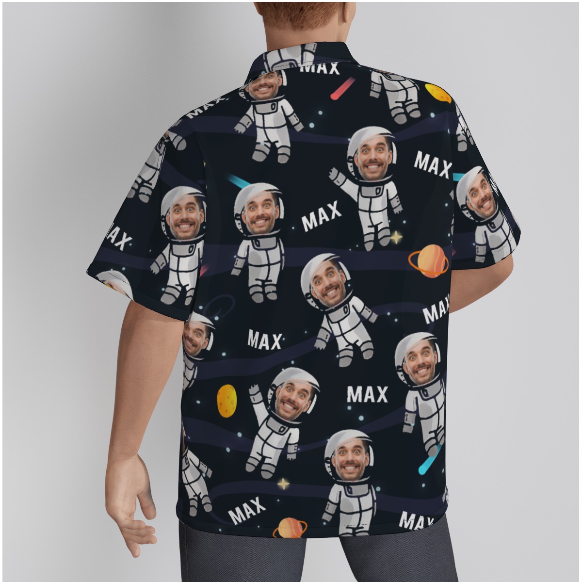 Custom Face Astronaut Men's Hawaiian Shirt