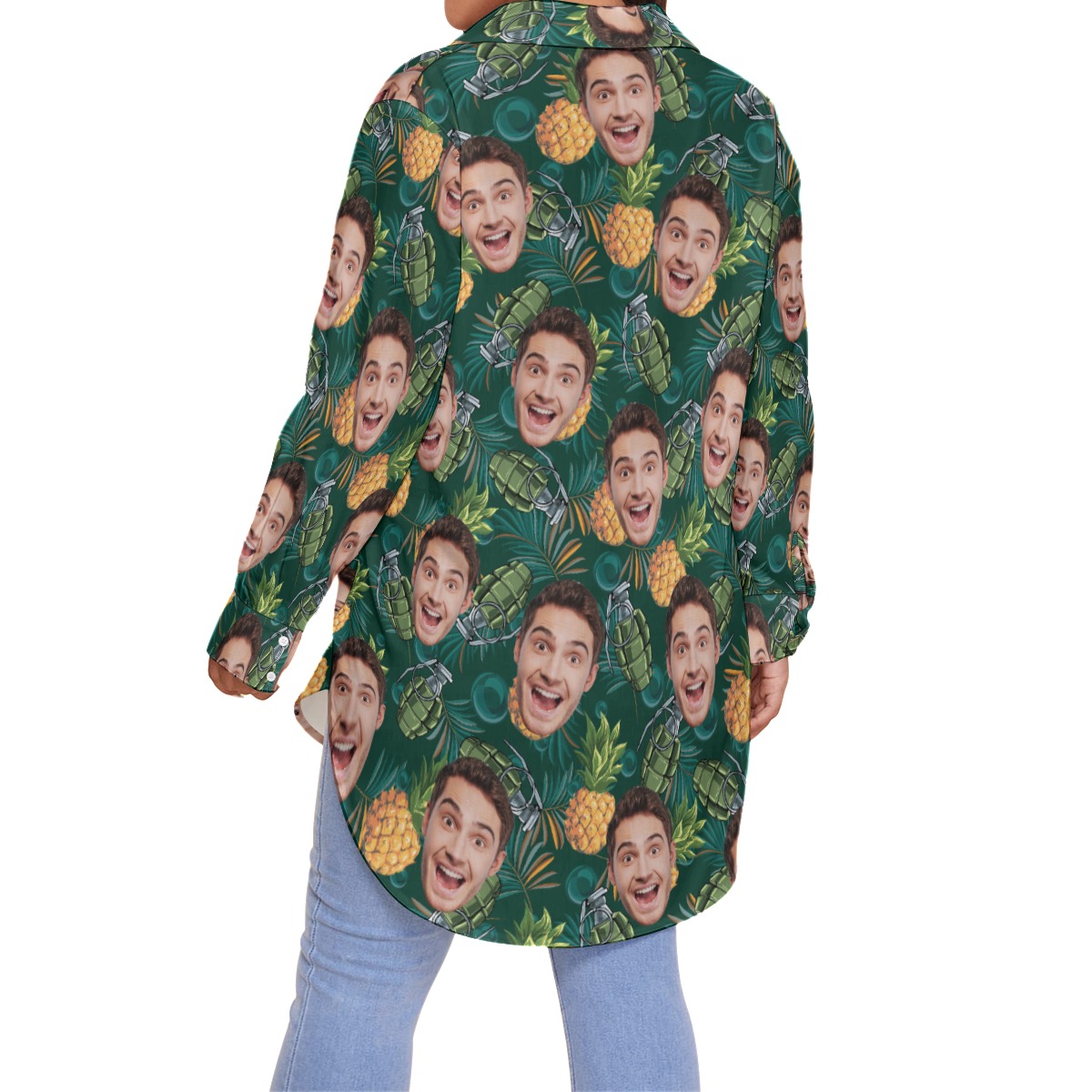Custom Pineapple Tactical Hawaiian Plus Size Shirt With Face