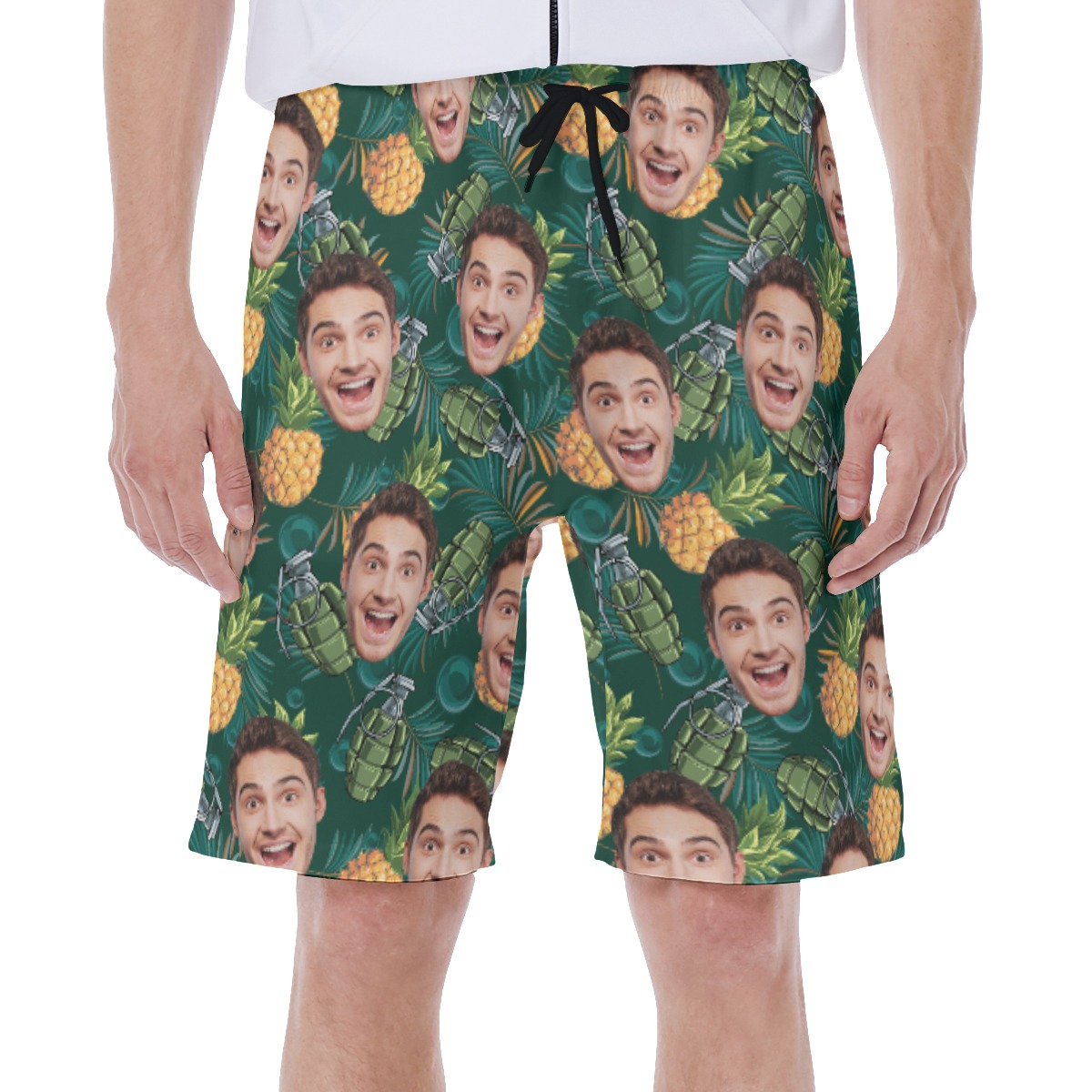 Tropical Pineapple Tactical Custom Face Hawaiian Swim Trunks For Men - variant image 1