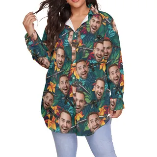 Custom Face Tactical Hawaiian Blouse Shirt For Women