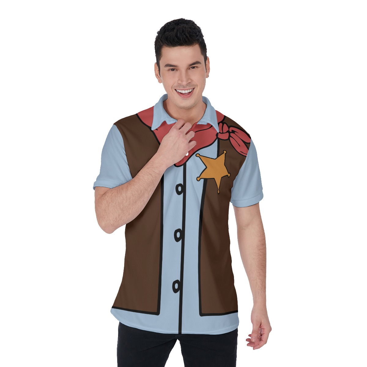 Funny Cowboy Costume Collared Shirt For Men - variant image 1