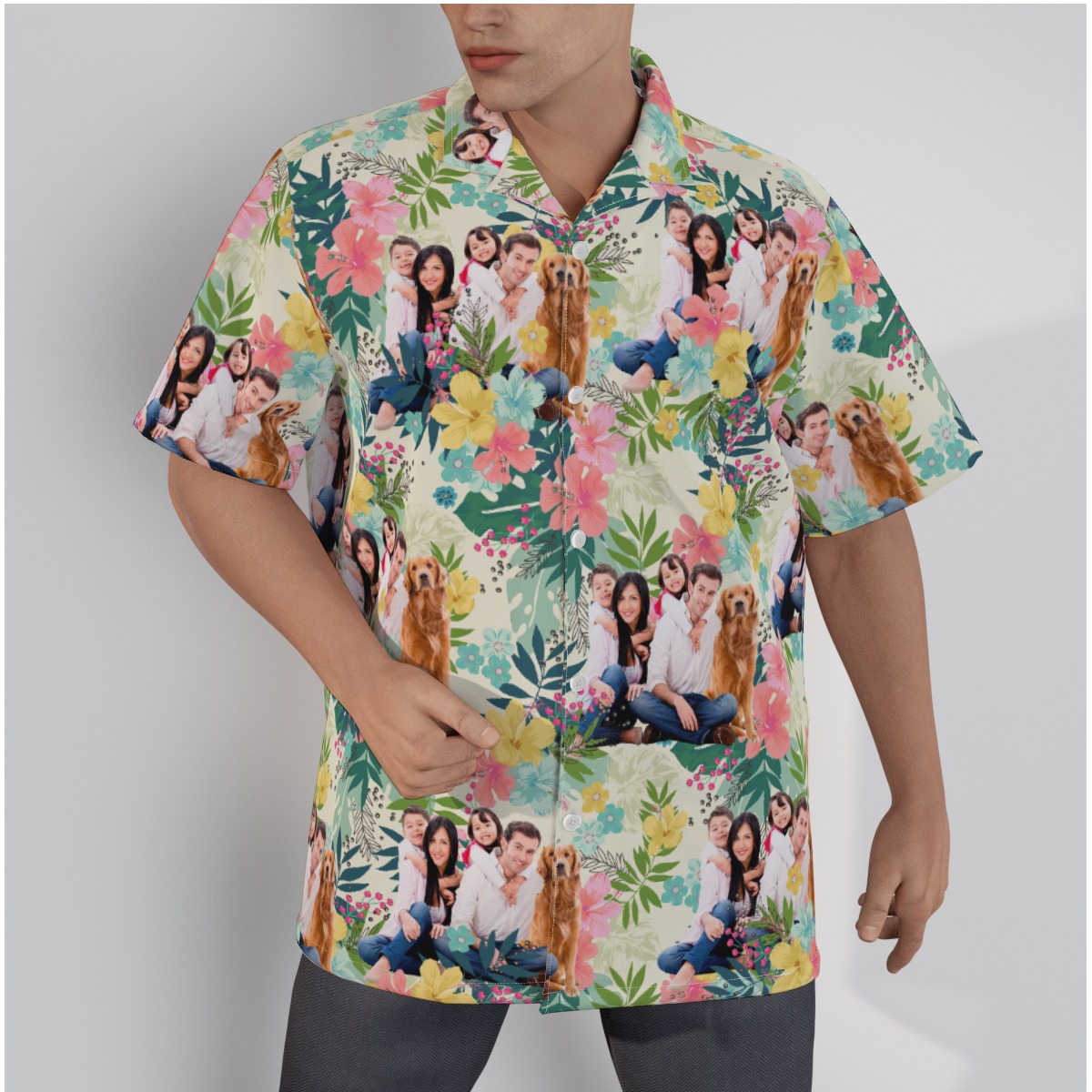 Custom Family Portrait Hibiscus Hawaiian Shirt - variant image 1