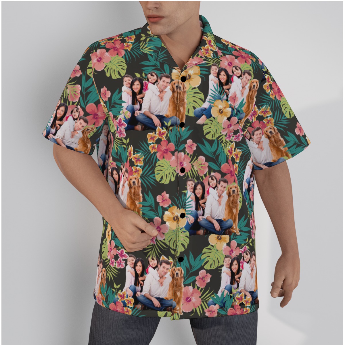 Custom Family Photos Floral Hawaiian Shirt - variant image 1