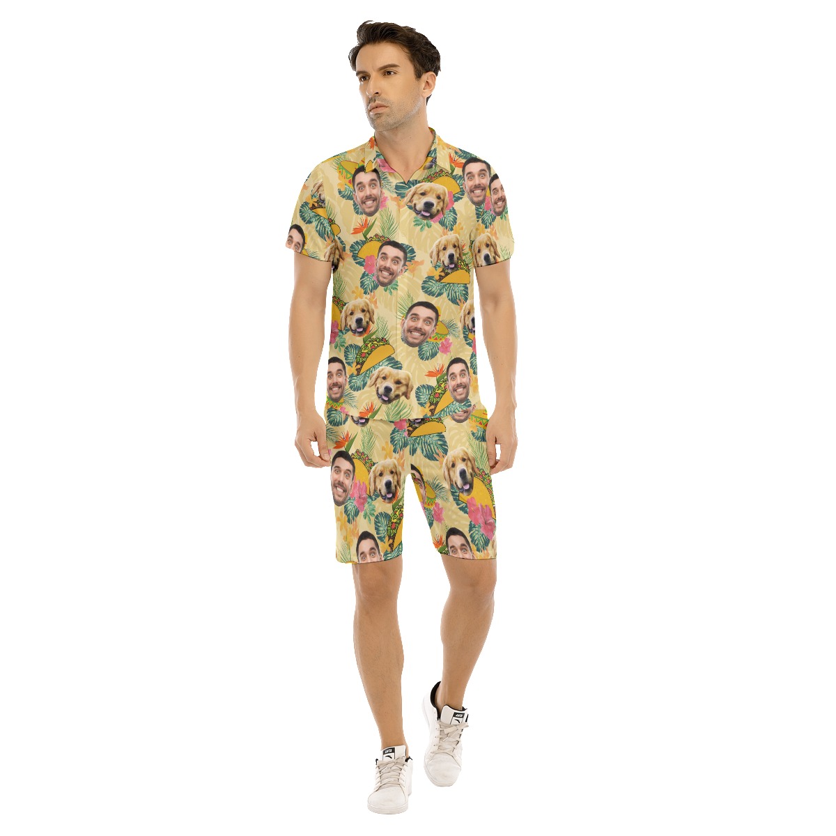 Set Custom Face Taco Hawaiian Shirt And Matching Shorts For Men - variant image 1