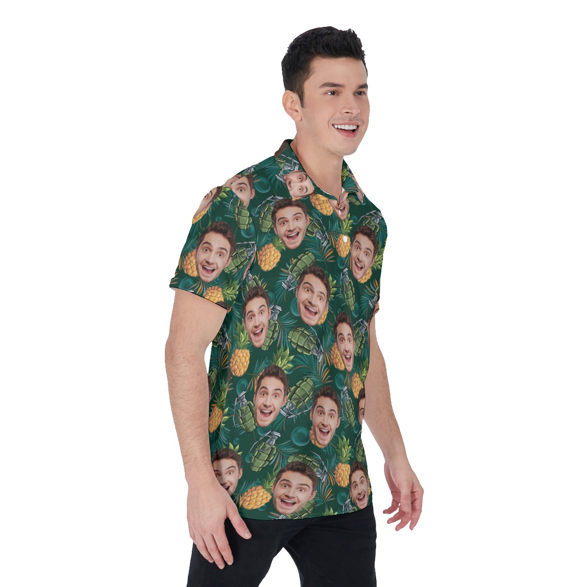 Funny Custom Face Tactical Pineapple Hawaiian Men's Polo Shirt