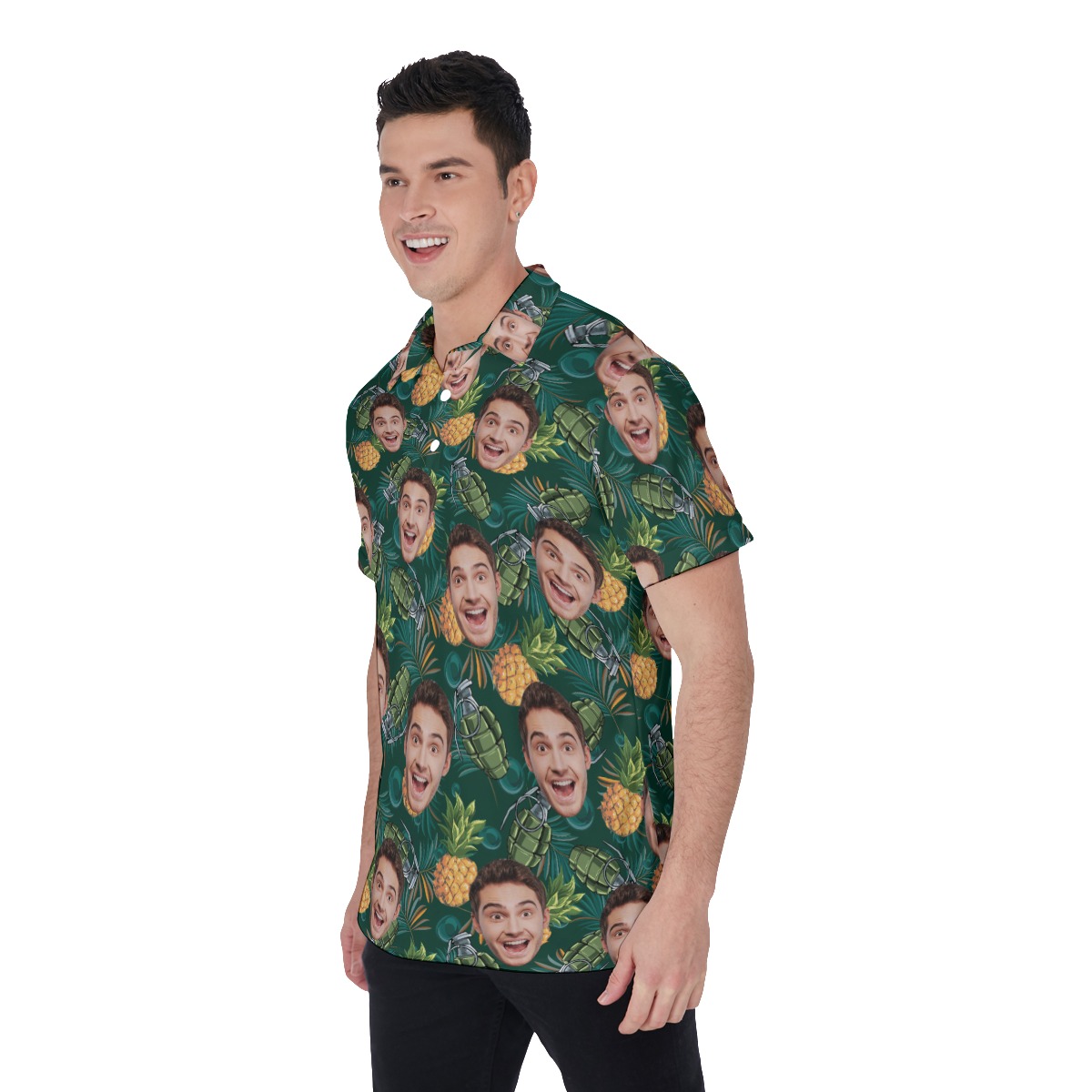 Funny Custom Face Tactical Pineapple Hawaiian Men's Polo Shirt