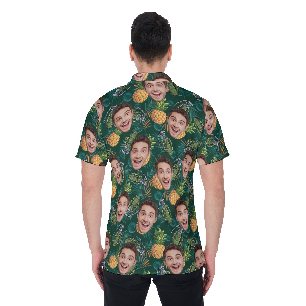 Funny Custom Face Tactical Pineapple Hawaiian Men's Polo Shirt