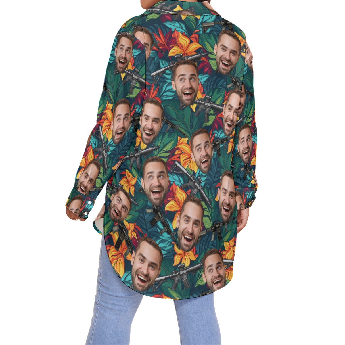 Custom Face Tactical Hawaiian Blouse Shirt For Women