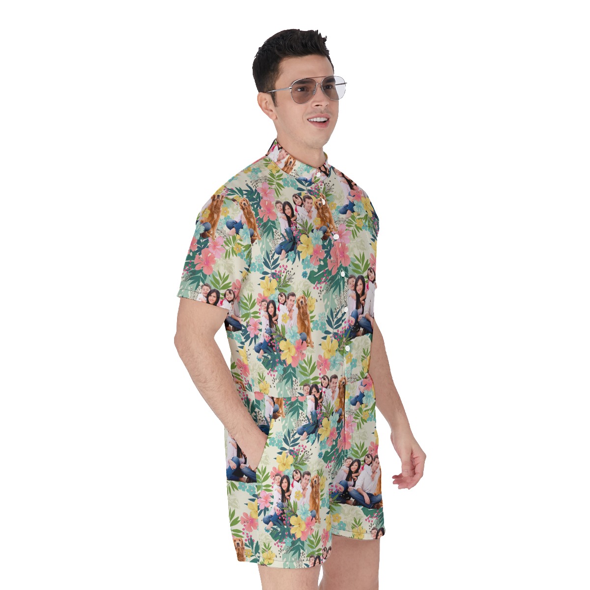 Floral Hawaiian Romper With Custom Family Images