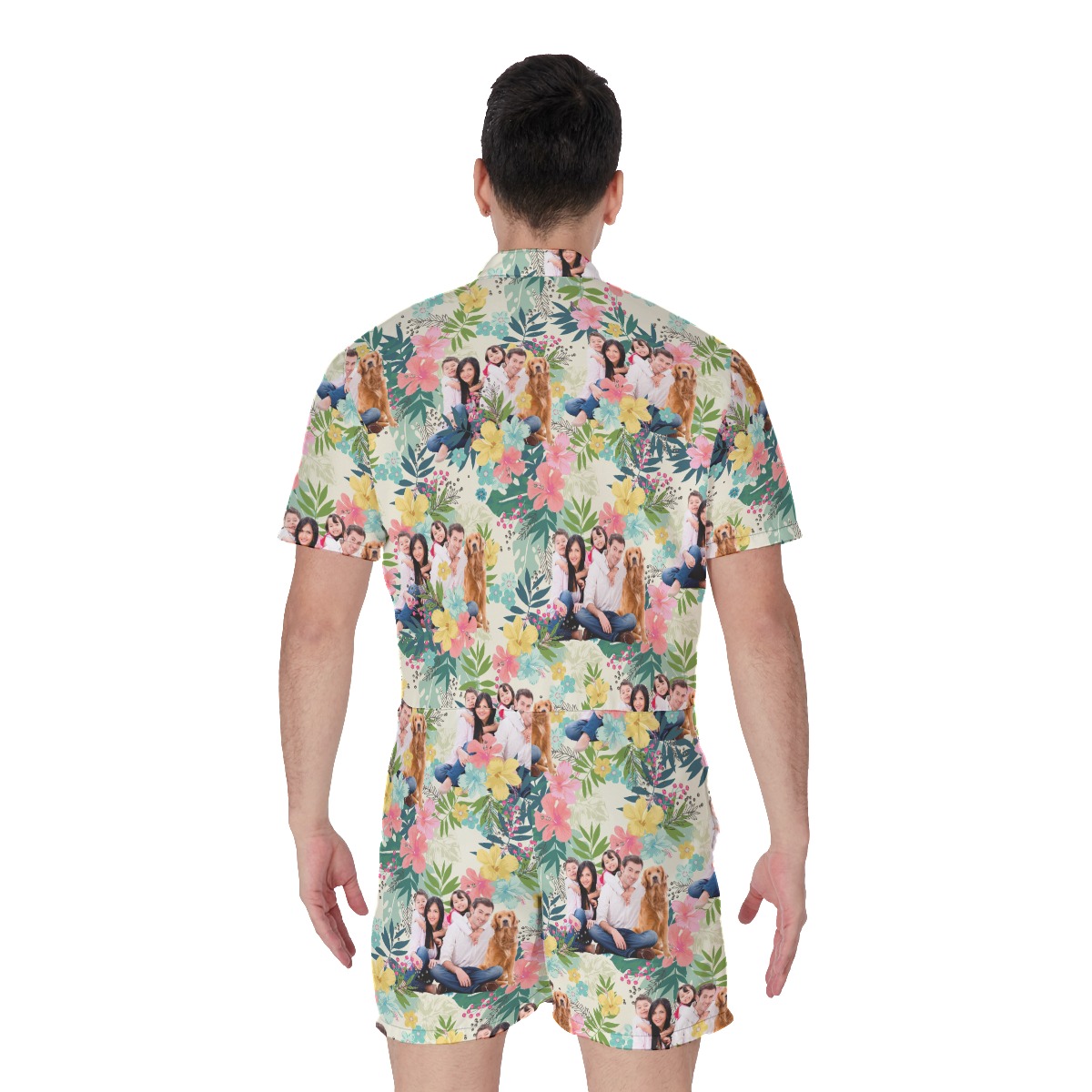 Floral Hawaiian Romper With Custom Family Images