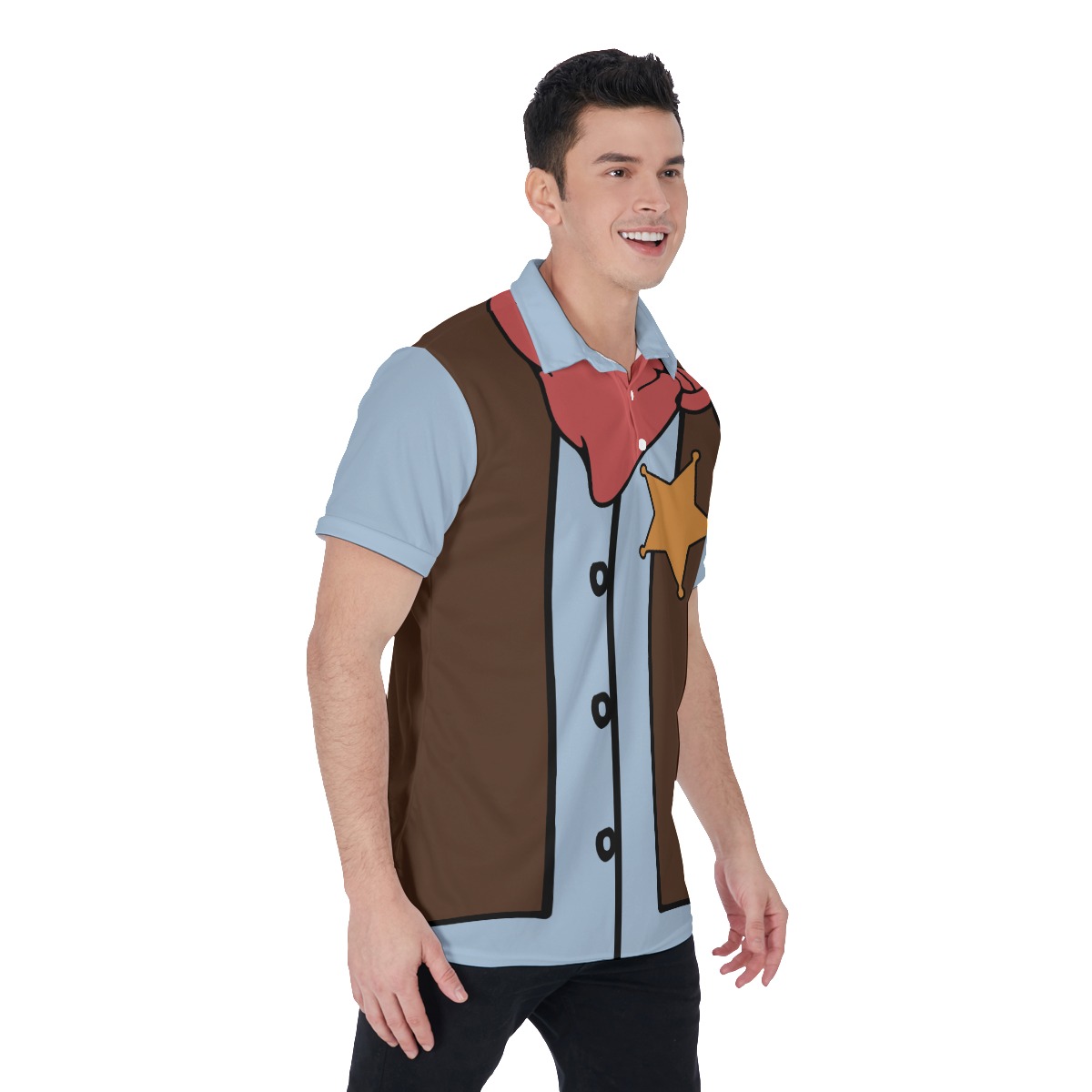 Funny Cowboy Costume Collared Shirt For Men