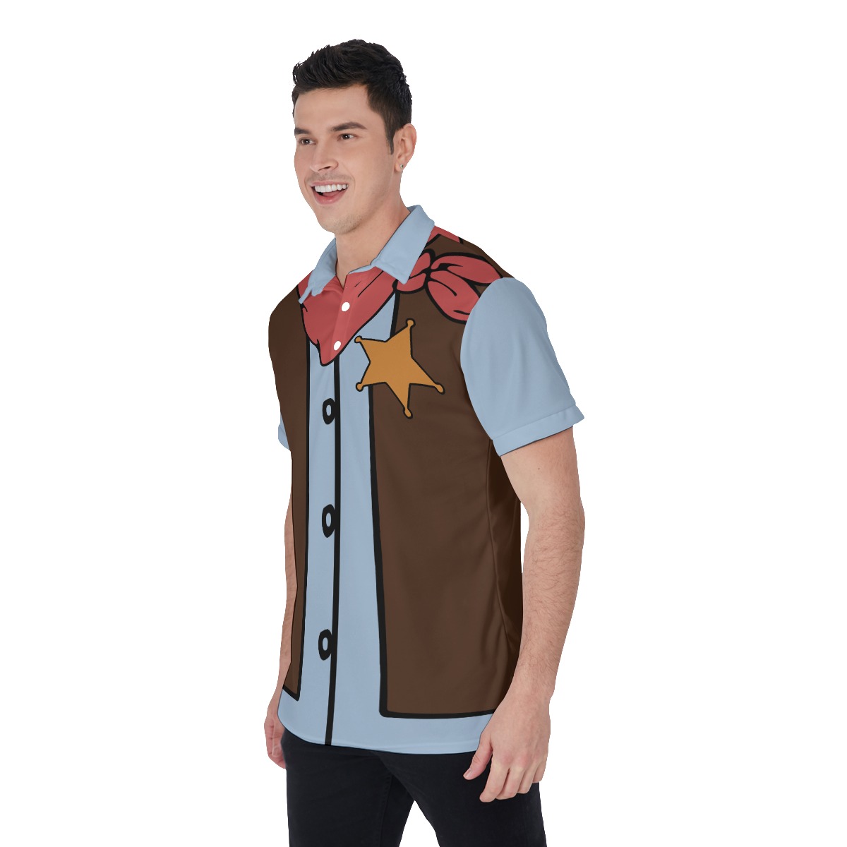 Funny Cowboy Costume Collared Shirt For Men