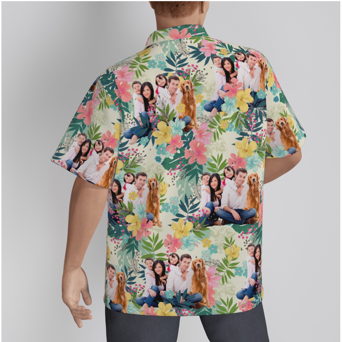 Custom Family Portrait Hibiscus Hawaiian Shirt