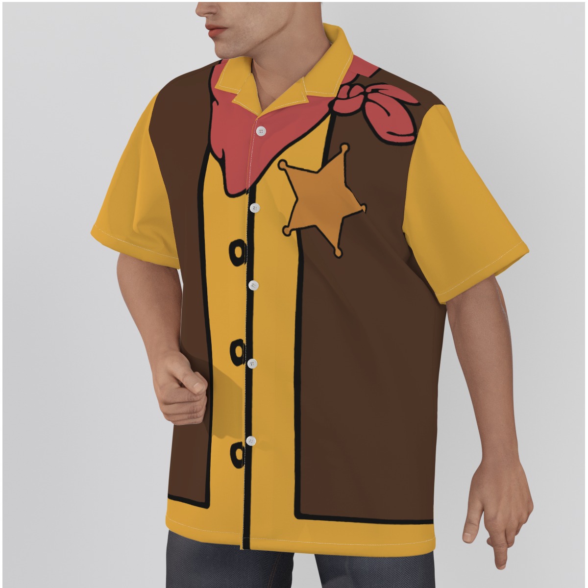 Western Cowboy Costume Shirt Button Up For Men