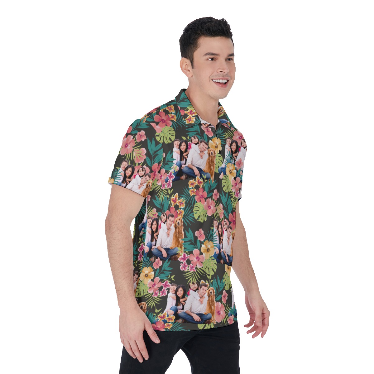 Custom Family Photo Hawaiian Men's Polo Shirt