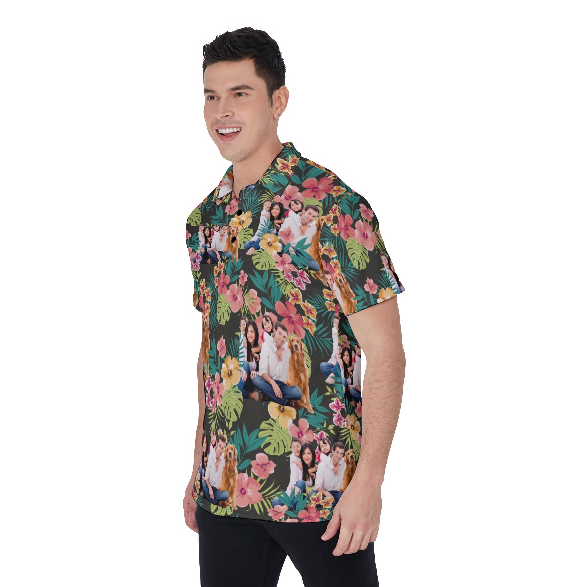 Custom Family Photo Hawaiian Men's Polo Shirt