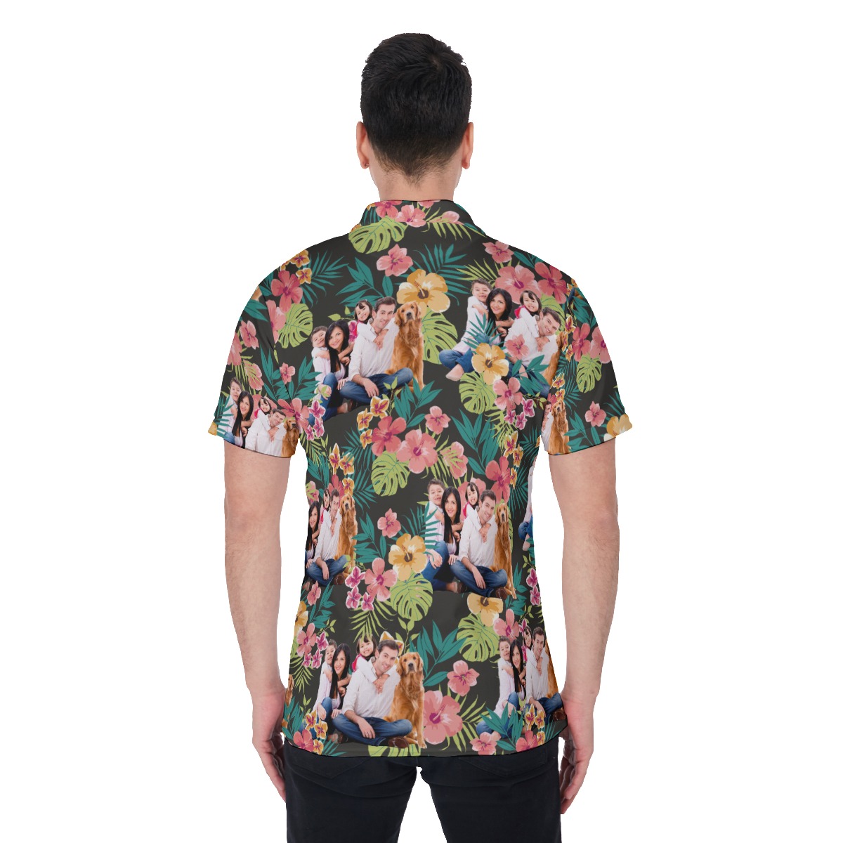 Custom Family Photo Hawaiian Men's Polo Shirt