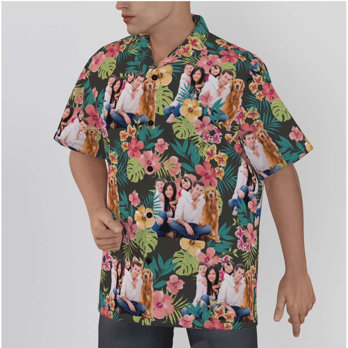 Custom Family Photos Floral Hawaiian Shirt