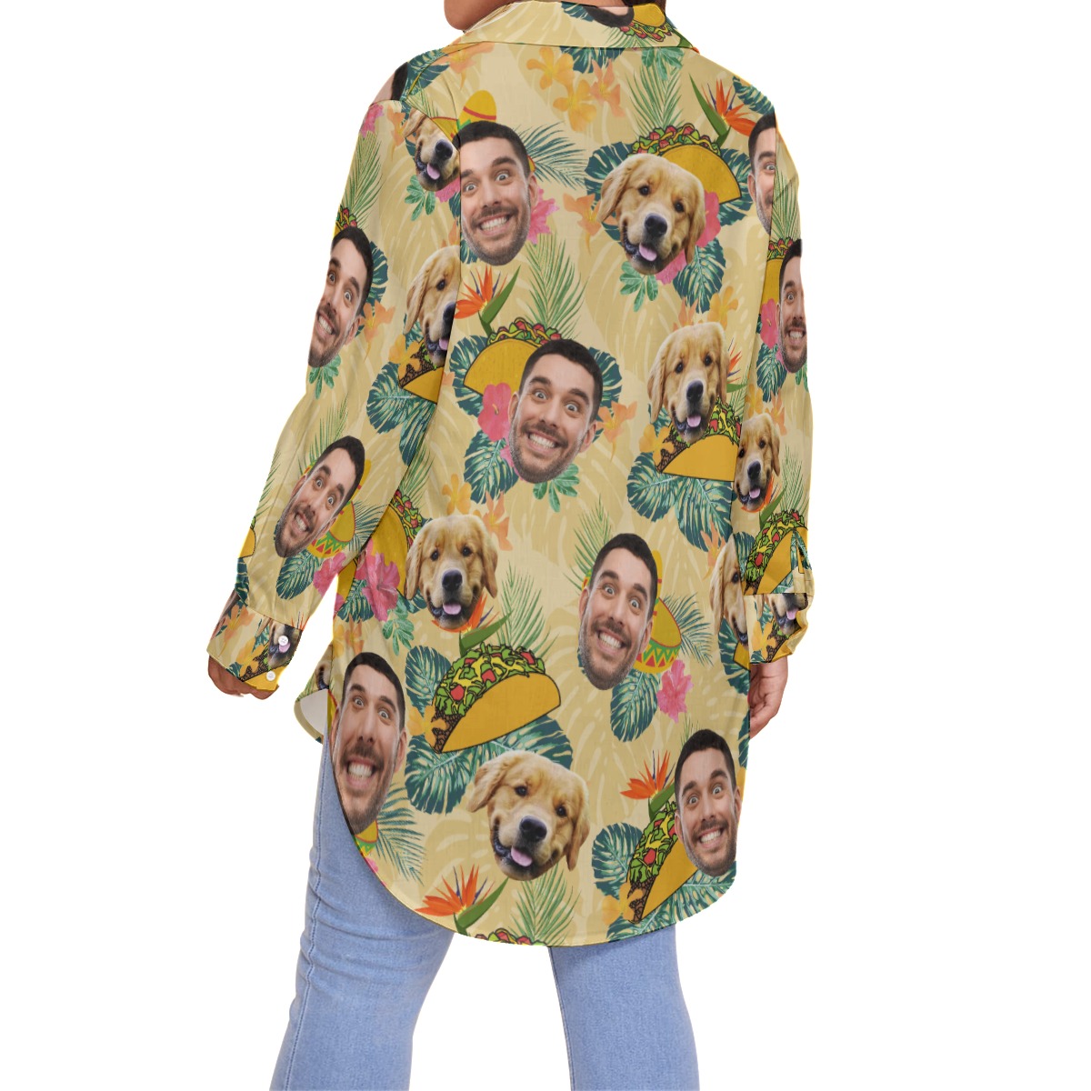 Funny Custom Face Taco Hawaiian Plus Size Shirt For Women