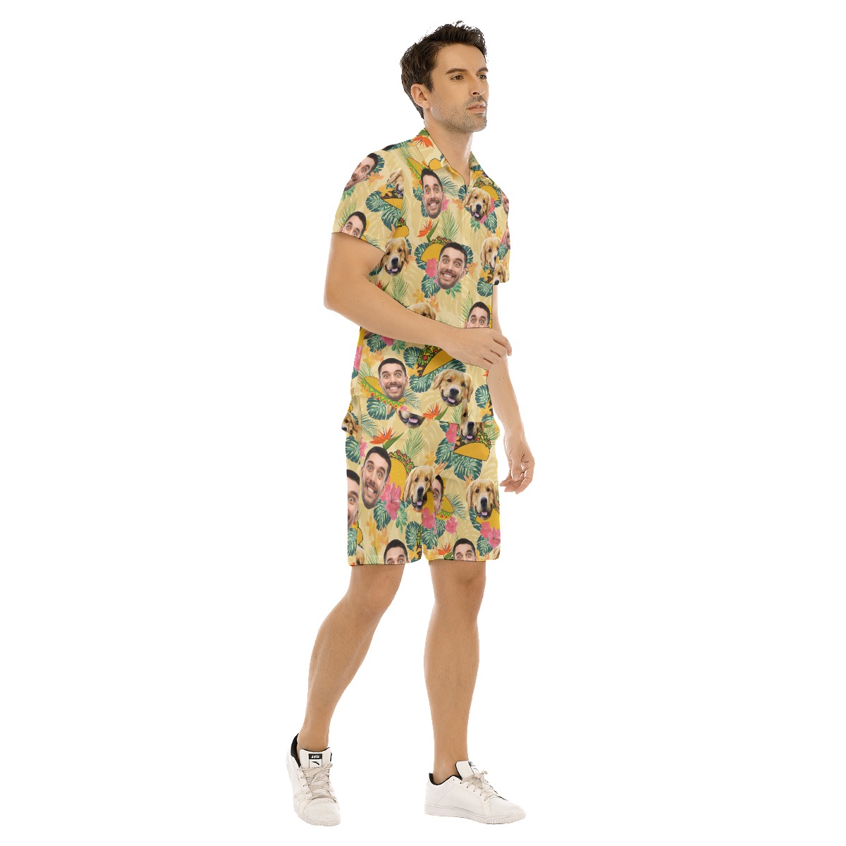 Set Custom Face Taco Hawaiian Shirt And Matching Shorts For Men