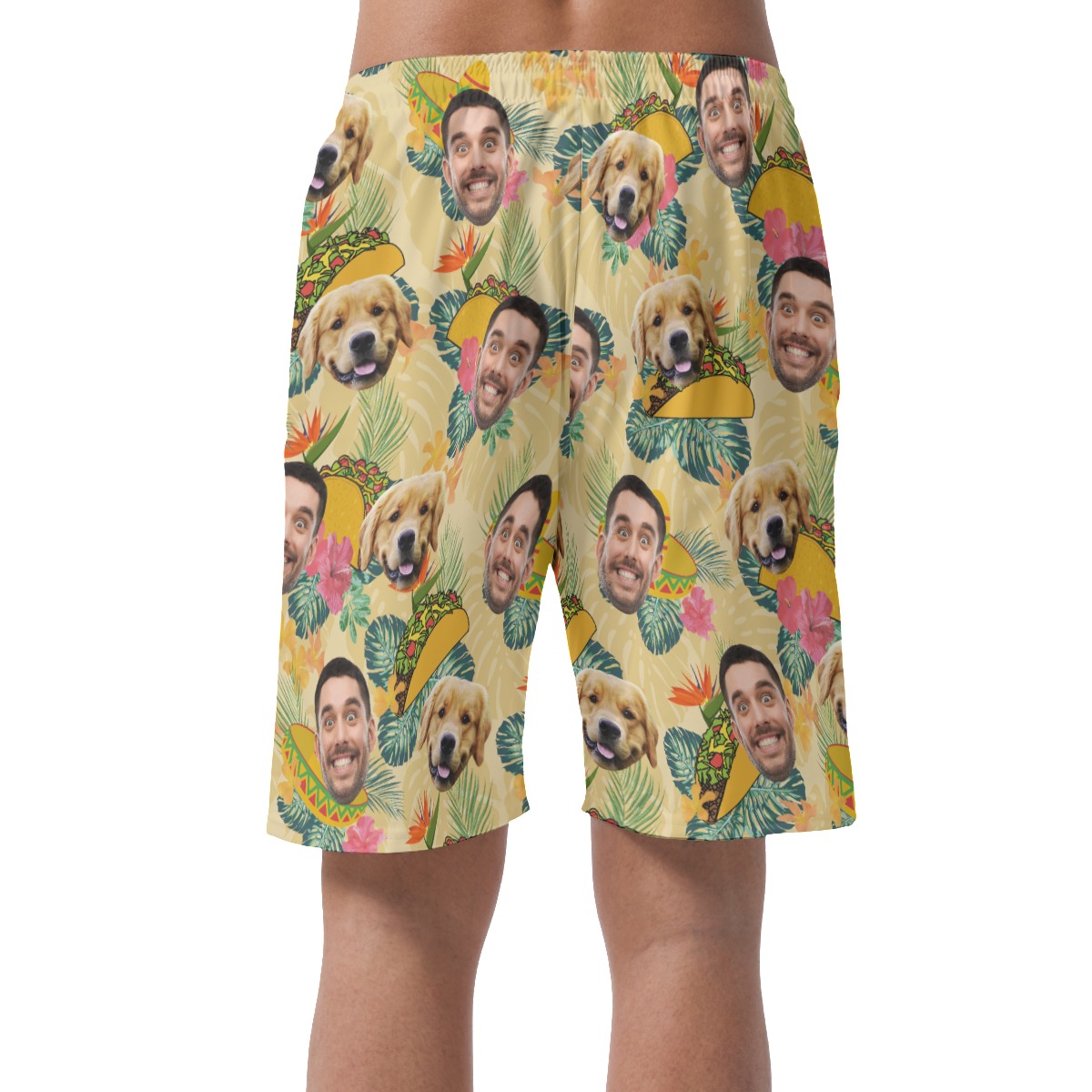 Funny Custom Face Taco Tropical Hawaiian Beach Shorts For Men