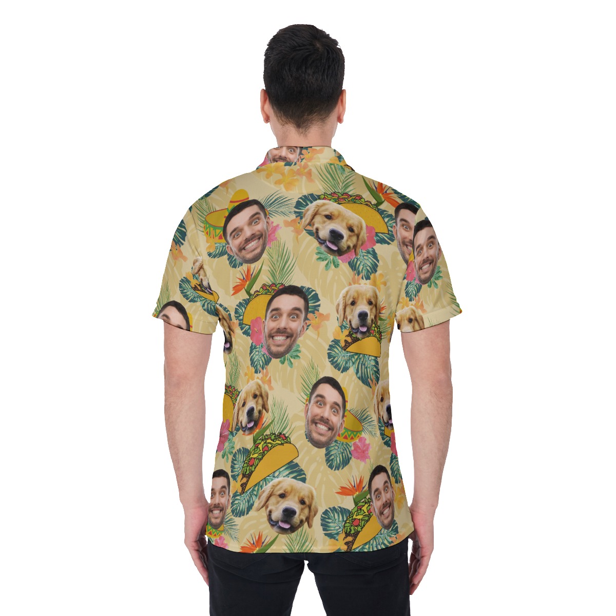 Custom Face Yellow Taco Hawaiian Polo Shirt