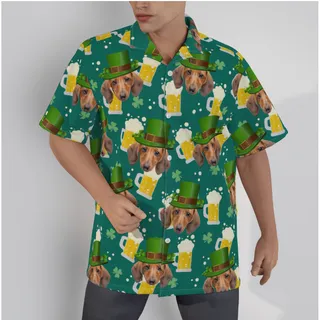 Funny Custom Dog Face St Patrick Hawaiian Shirt