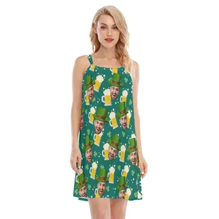 St Patrick Custom Face Beer Green Aloha Cami Dress