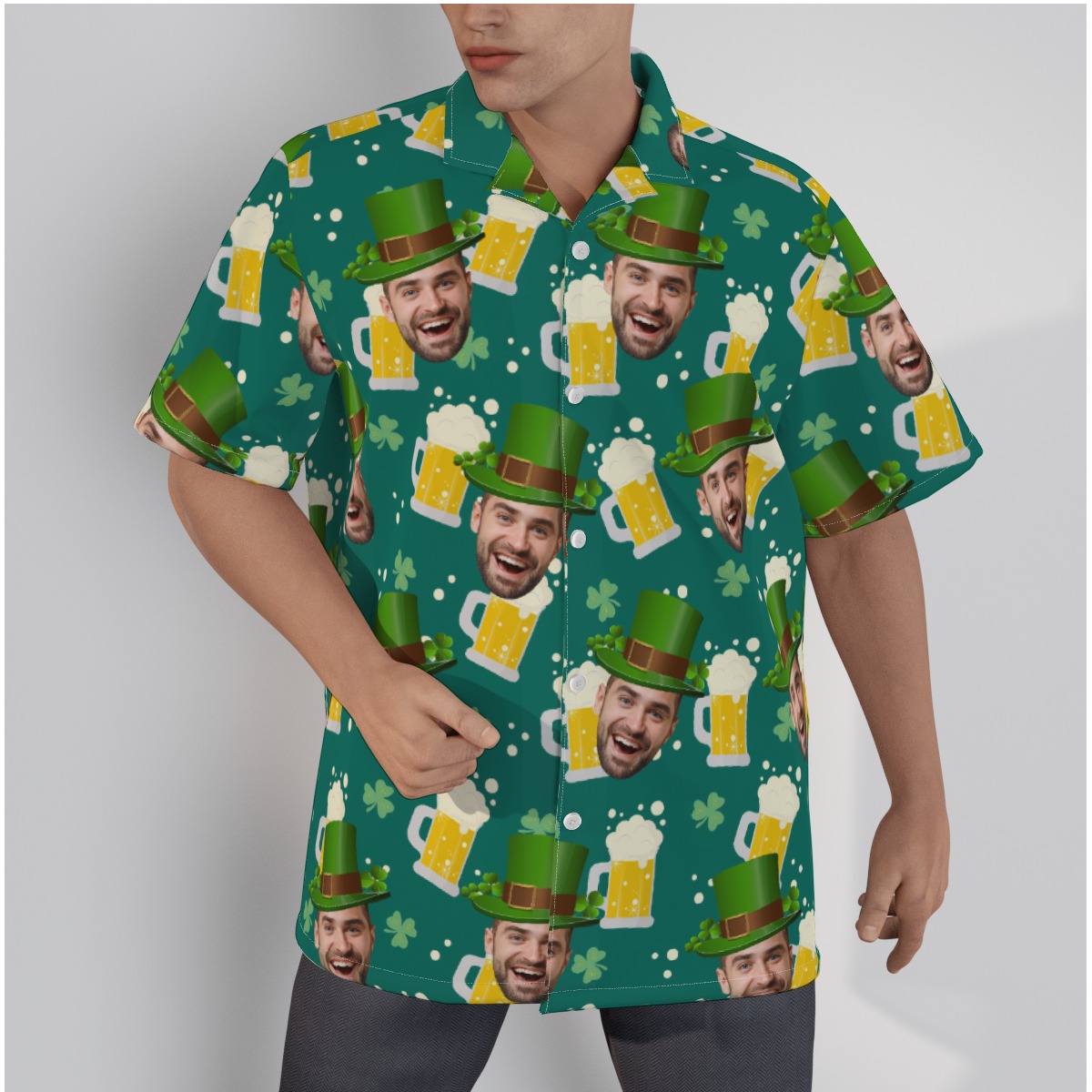 Custom Face Beer St Patrick Day Hawaiian Shirt - variant image 1