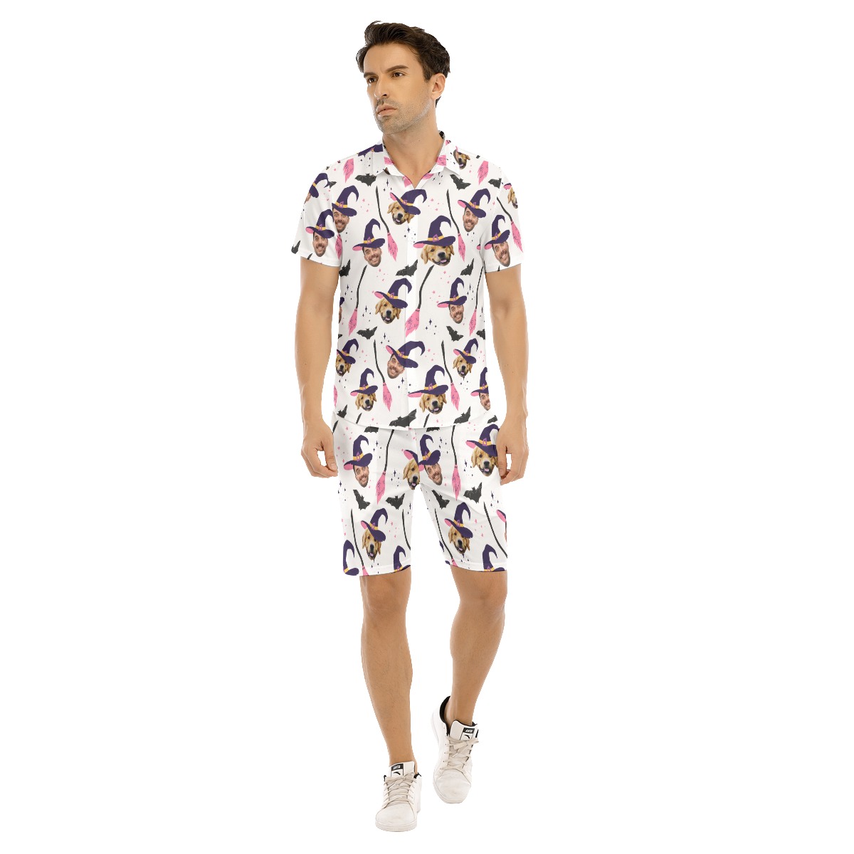 Custom Face Witches Halloween Aloha Shirt Set For Men - variant image 1