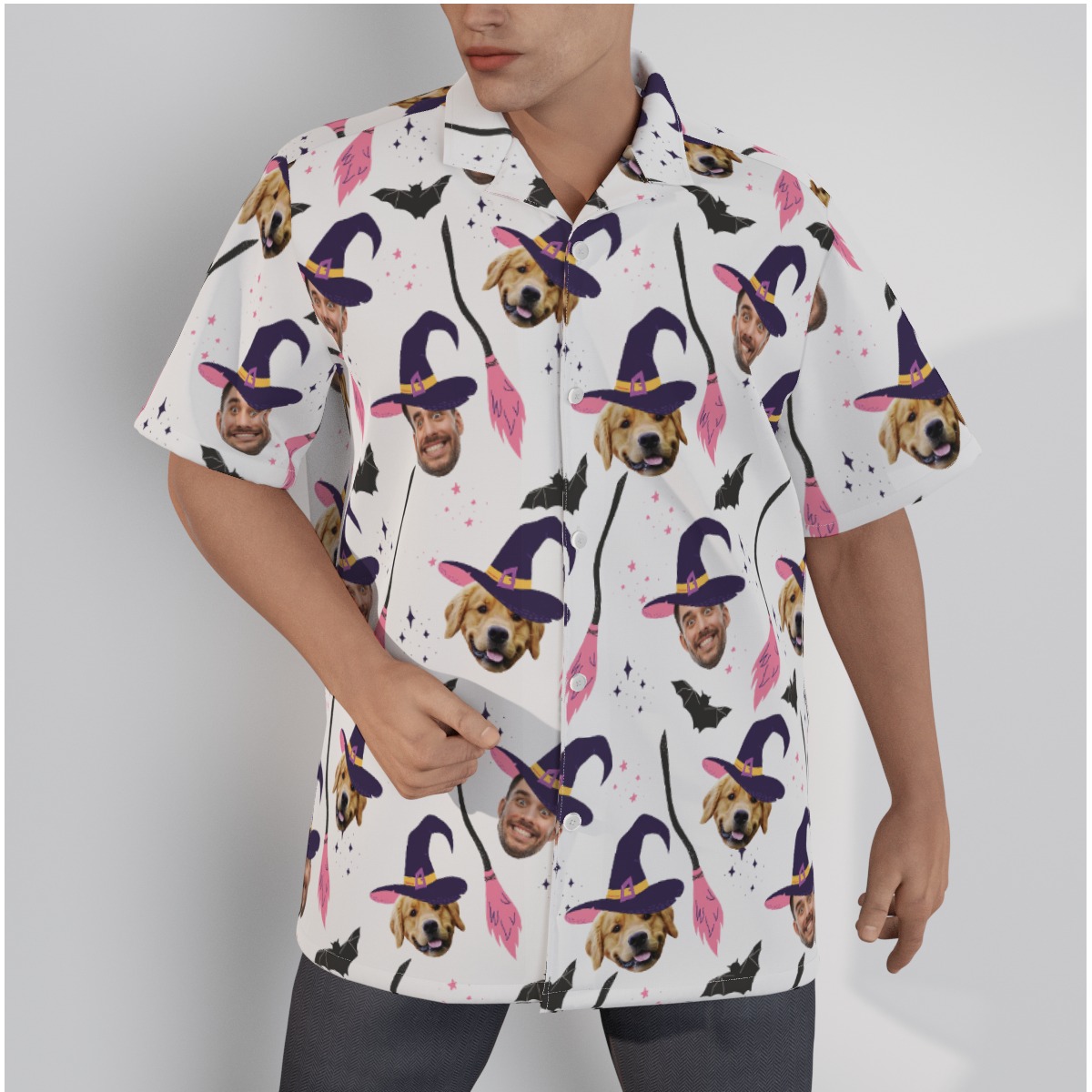 Personalized Witches Face Halloween Aloha Shirt For Men - variant image 1
