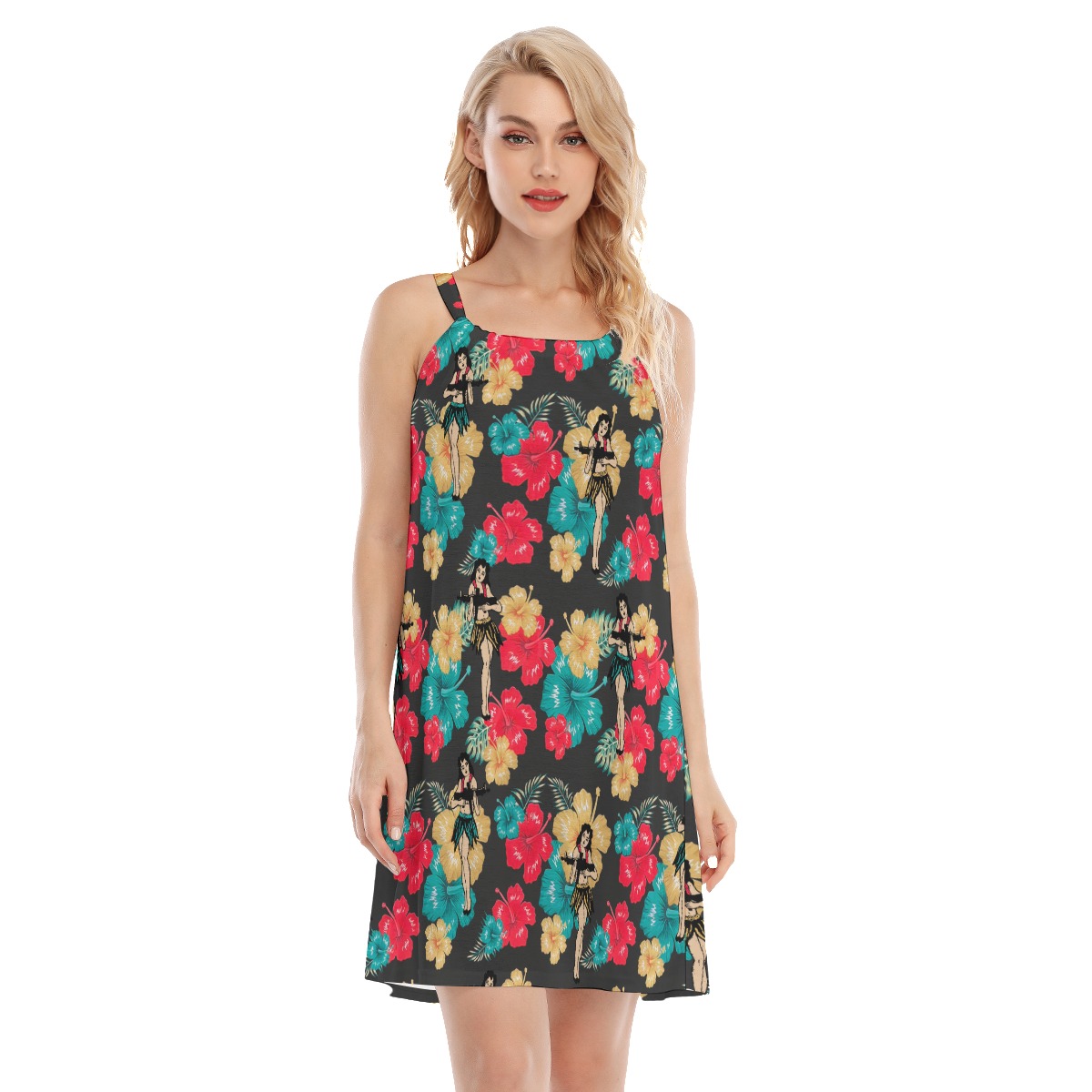 Tactical Hula Girl With Gun Hawaiian Dress For Women - variant image 1