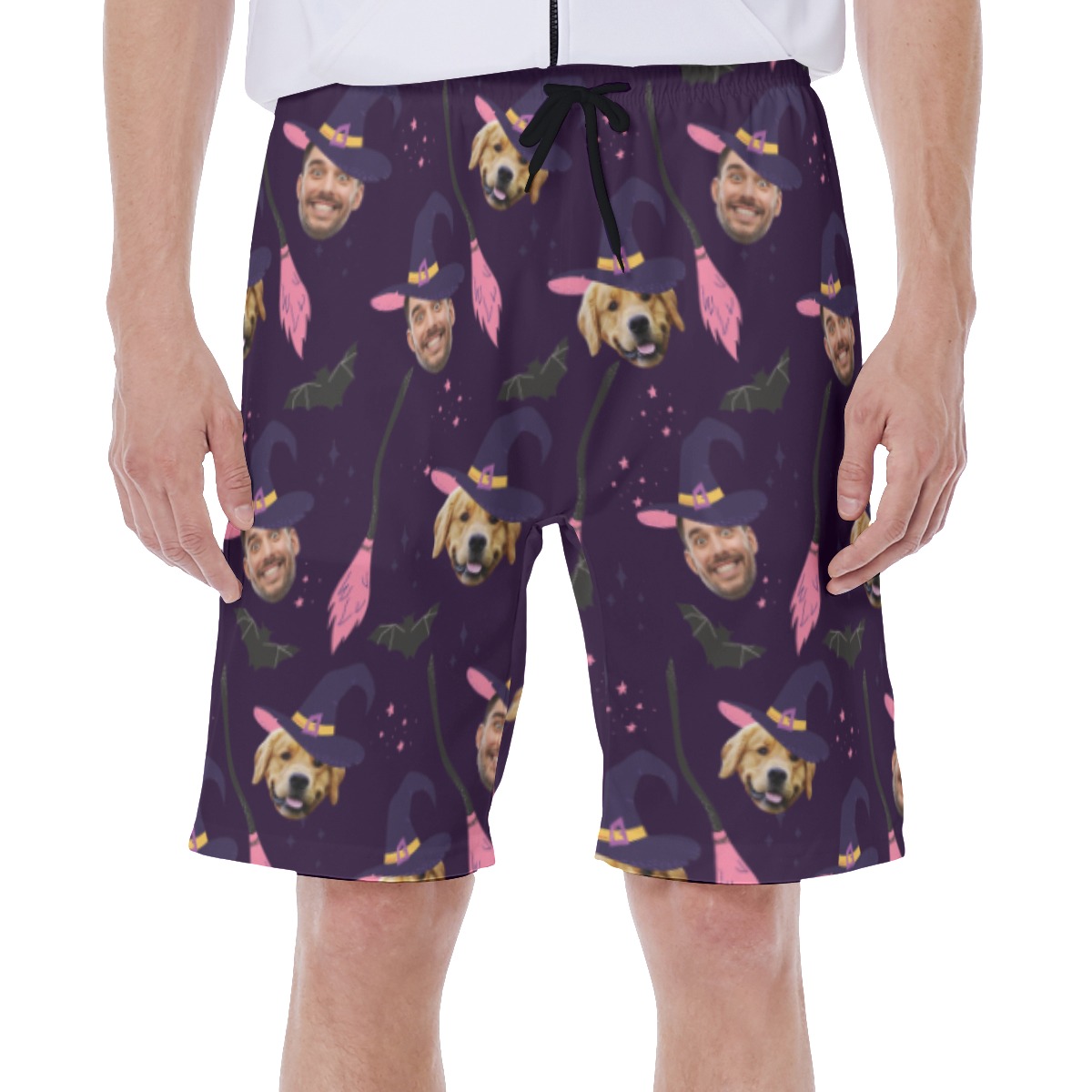 Custom Witches Face Halloween Swim Trunks For Men - variant image 1