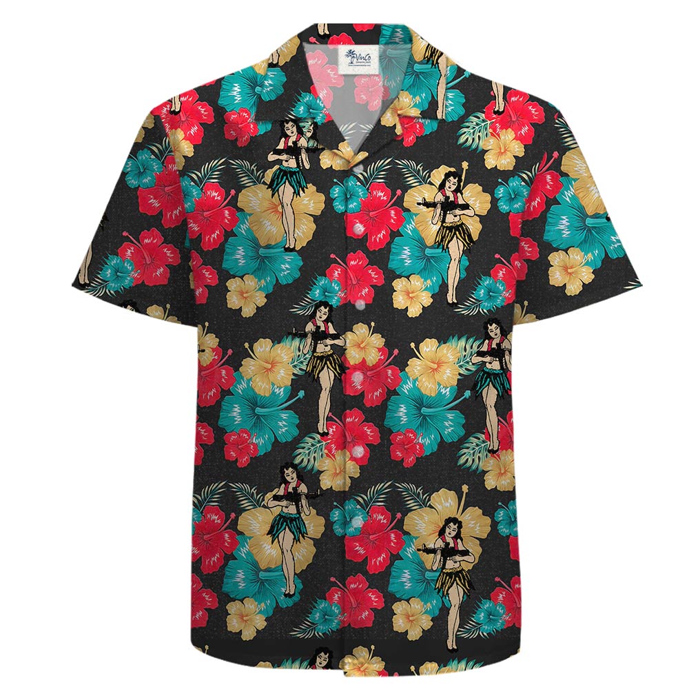 Hula Girl Tactical Hawaiian Shirt 100% Cotton For Men - variant image 1