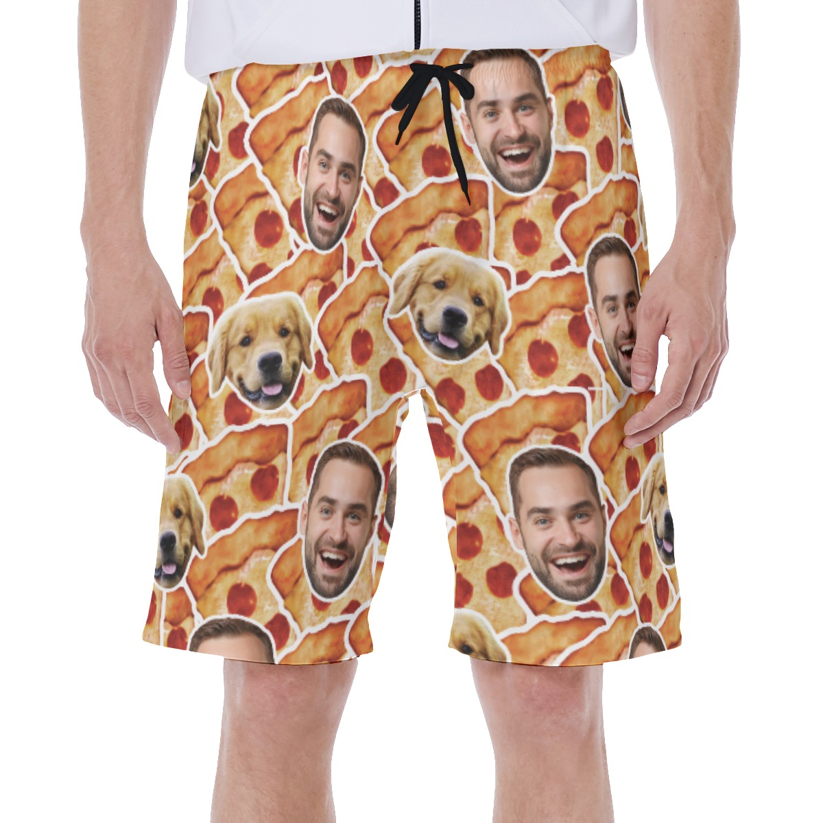 Personalized Faces On Pizza Hawaiian Men’s Swim Trunks - variant image 1