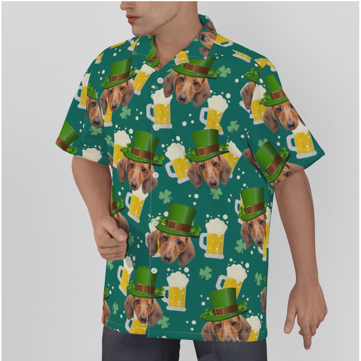 Funny Custom Dog Face St Patrick Hawaiian Shirt