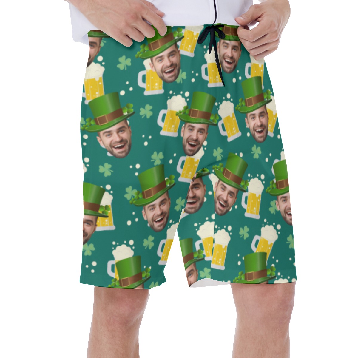 Funny St Patrick Custom Face Hawaiian Swim Trunks For Men