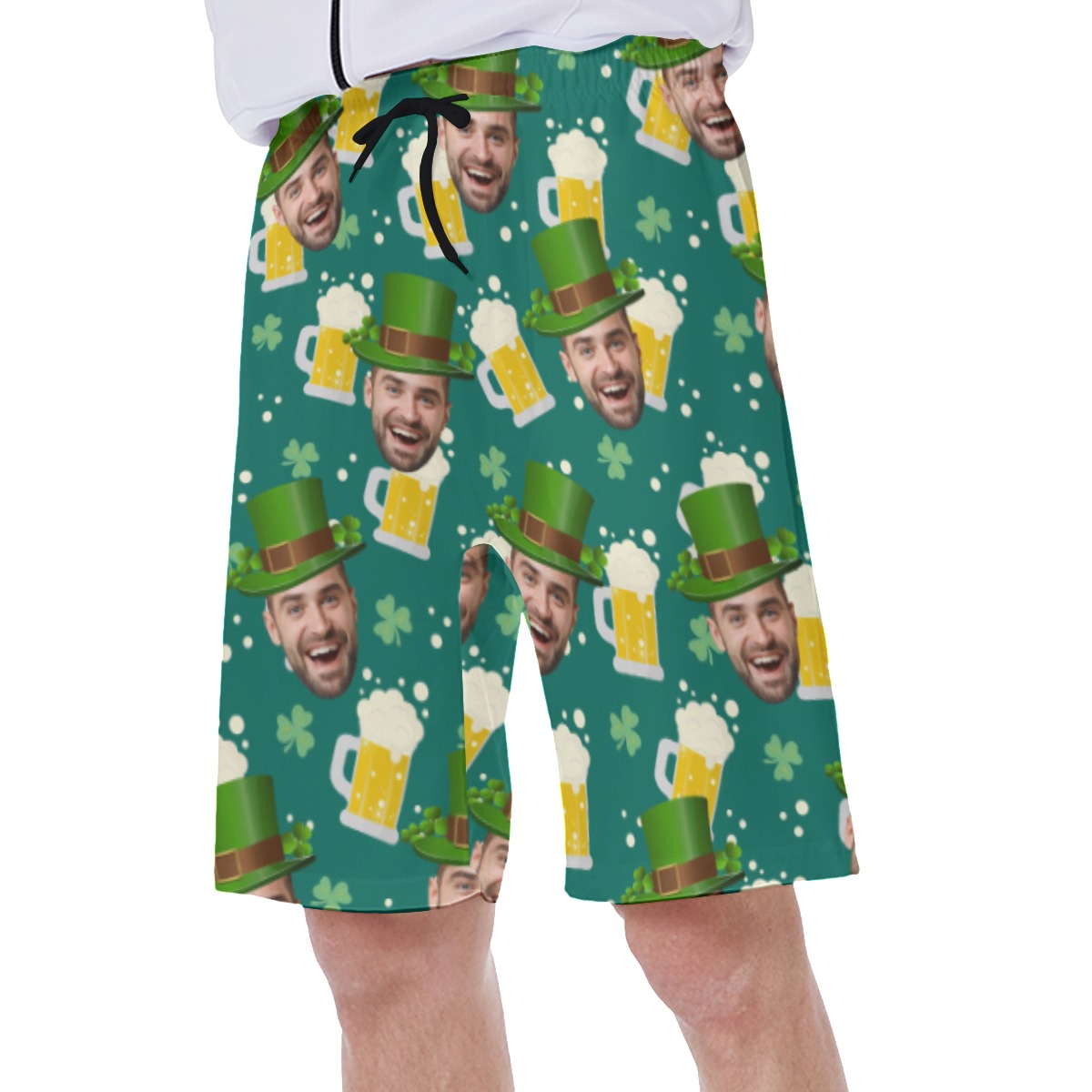Funny St Patrick Custom Face Hawaiian Swim Trunks For Men