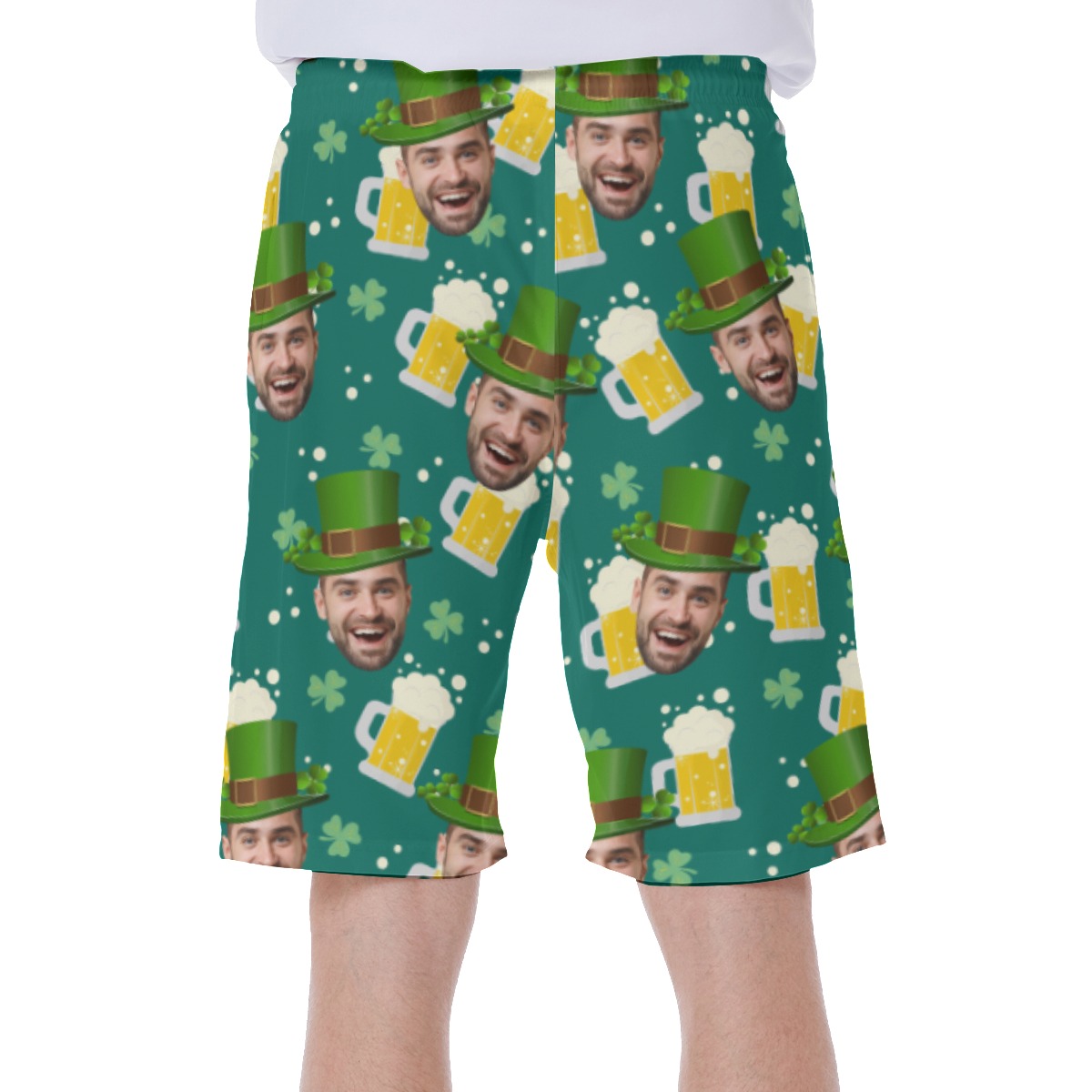 Funny St Patrick Custom Face Hawaiian Swim Trunks For Men