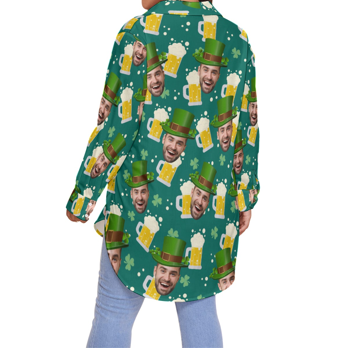 Funny Custom Face St Patrick Plus Size Hawaiian Shirt For Women