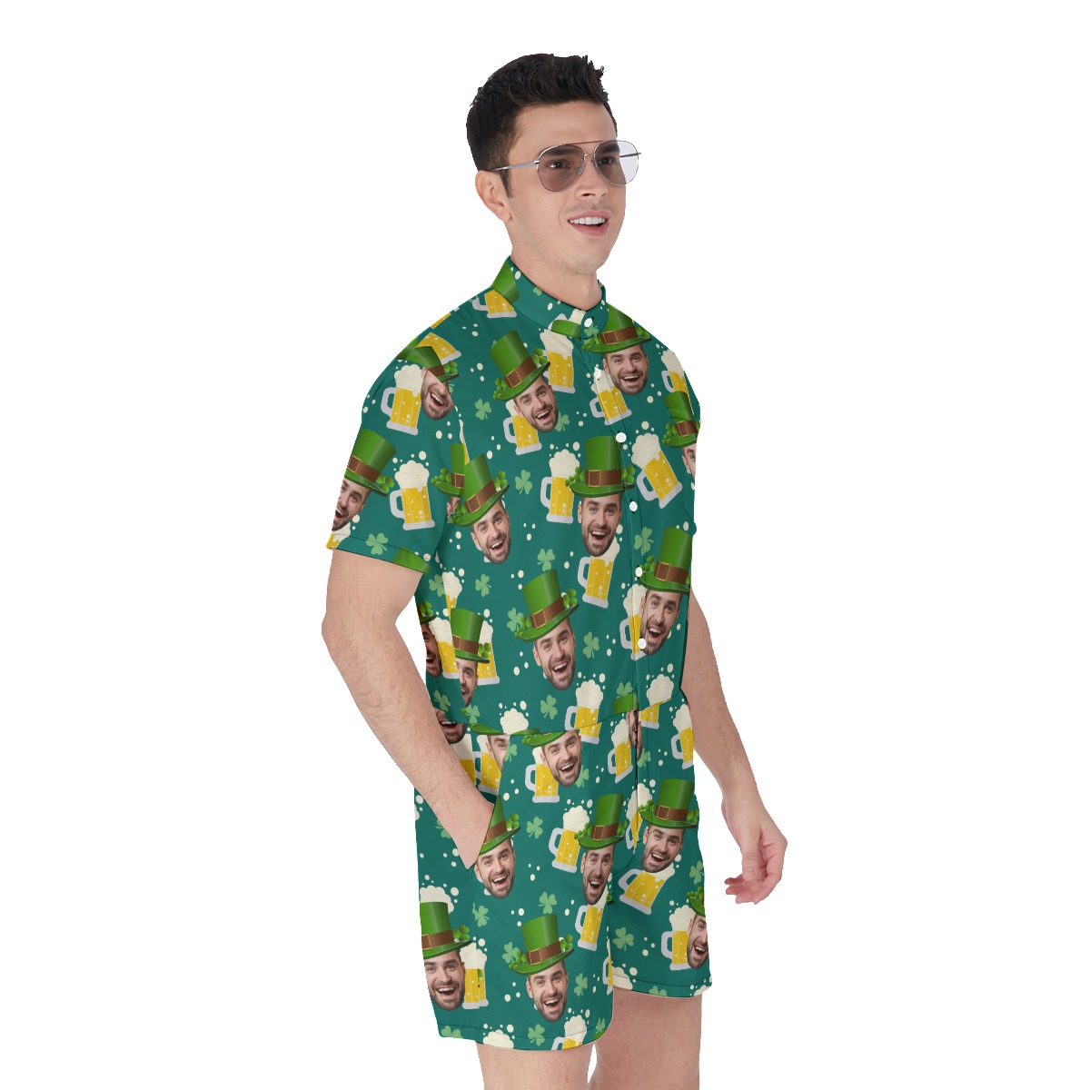 Funny Custom Face Beer St Patrick Hawaiian Romper