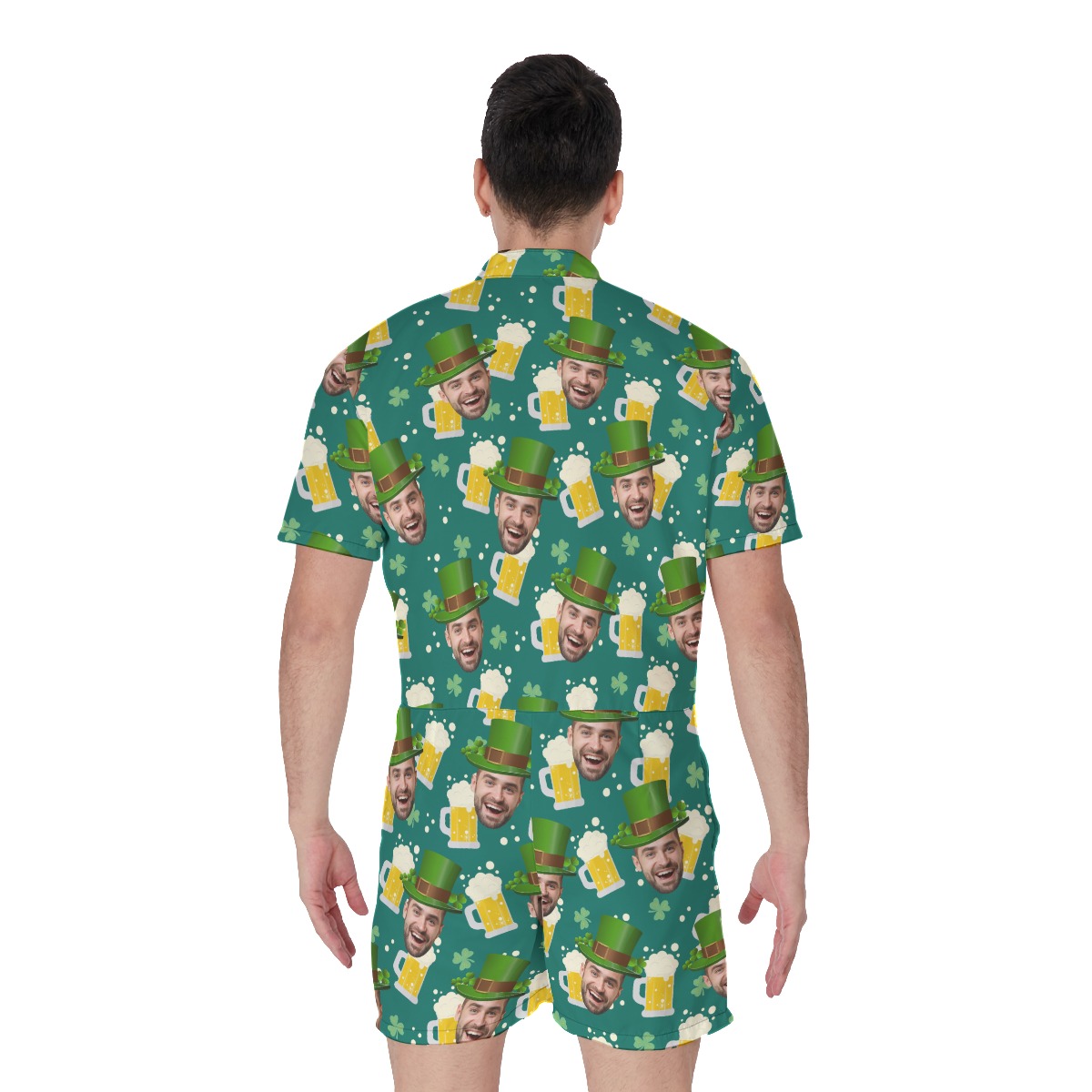 Funny Custom Face Beer St Patrick Hawaiian Romper