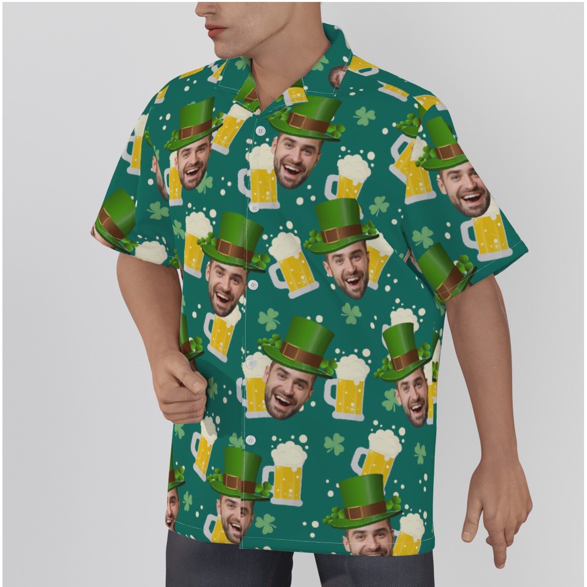 Custom Face Beer St Patrick Day Hawaiian Shirt